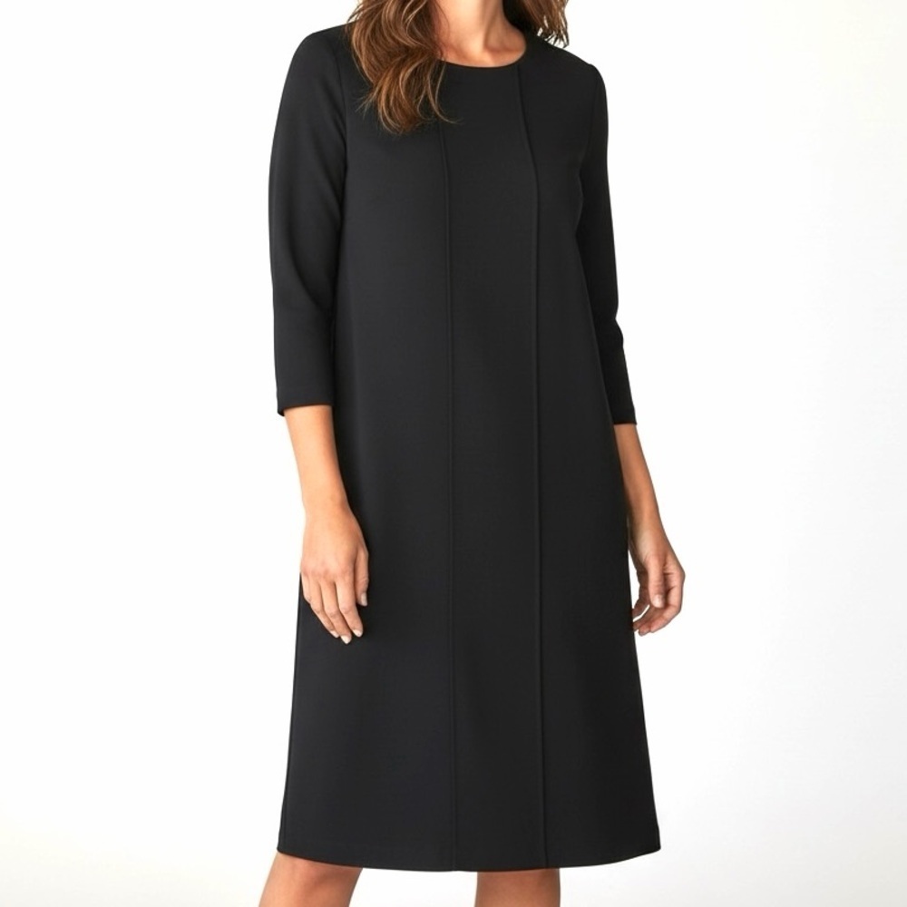 J. Jill Classic Casual Black Ponte Knit Sheath Dress Women’s Size M